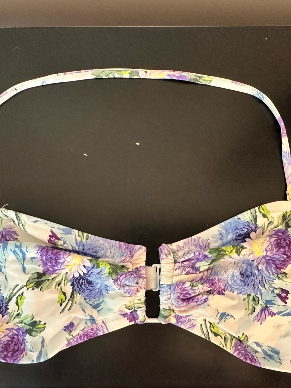 J Crew Vintage Floral Bandeau Bikini Top in Lavender and Blue Size XL Rare